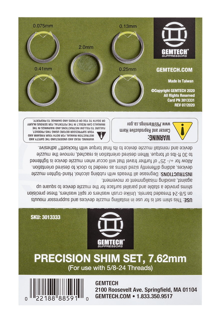 Shimset, 7.62mm-5/8-24 | Gemtech Shimset, 7.62mm-5/8-24 | Gemtech